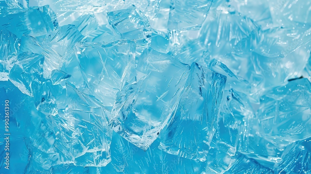 Obraz premium Blue ice texture background with geometric shapes