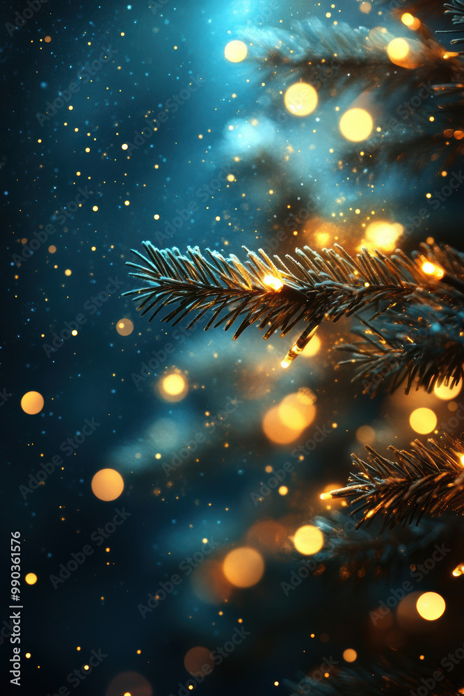 Sparkling Christmas Bokeh Lights on Blue Background Sparkling Christmas Bokeh Lights on Blue Background