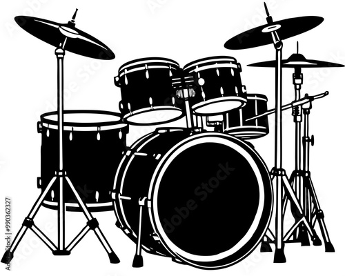 drum set silhouette vector art