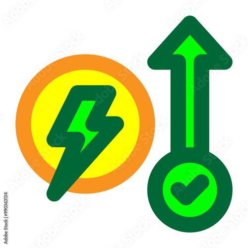 energy efficiency, power efficiency, energy use, energy, electric, power, efficient colored outline icon