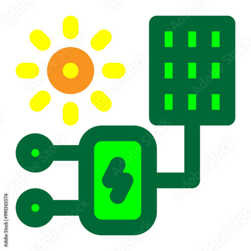 solar panel, electric panel, installation, solar installation, system, solar inverter, power source colored outline icon