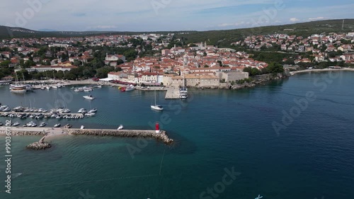 Wallpaper Mural Croatia, island Krk, Krk town. Aerial view of the oldest city on the Adriatic coast from seaside  Torontodigital.ca