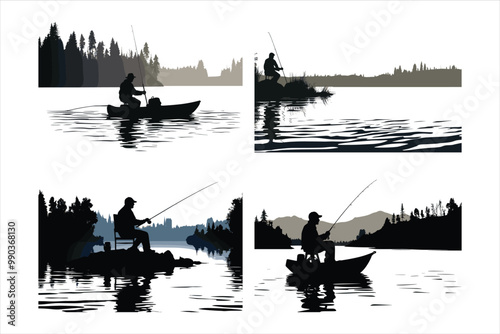 Agraffe fly fishing set shilhutti in a lake with a mountain in the background generative ai 