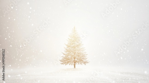 Minimalist Christmas Brochure with Elegant Tree Silhouette and Soft Snow