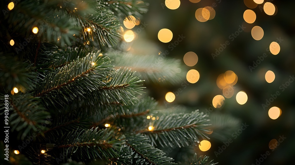 Sparkling Christmas tree lights create a warm holiday atmosphere in December Sparkling Christmas tree lights create a warm holiday atmosphere in December