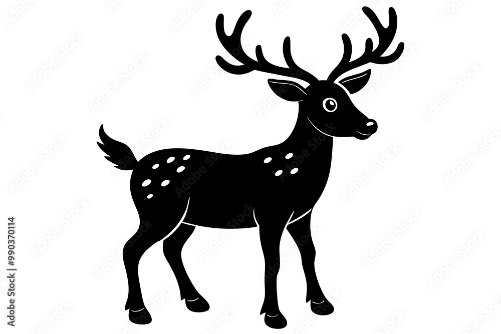 Deer silhouette, Christmas reindeer vector, deer icon Deer silhouette, Christmas reindeer vector, deer icon