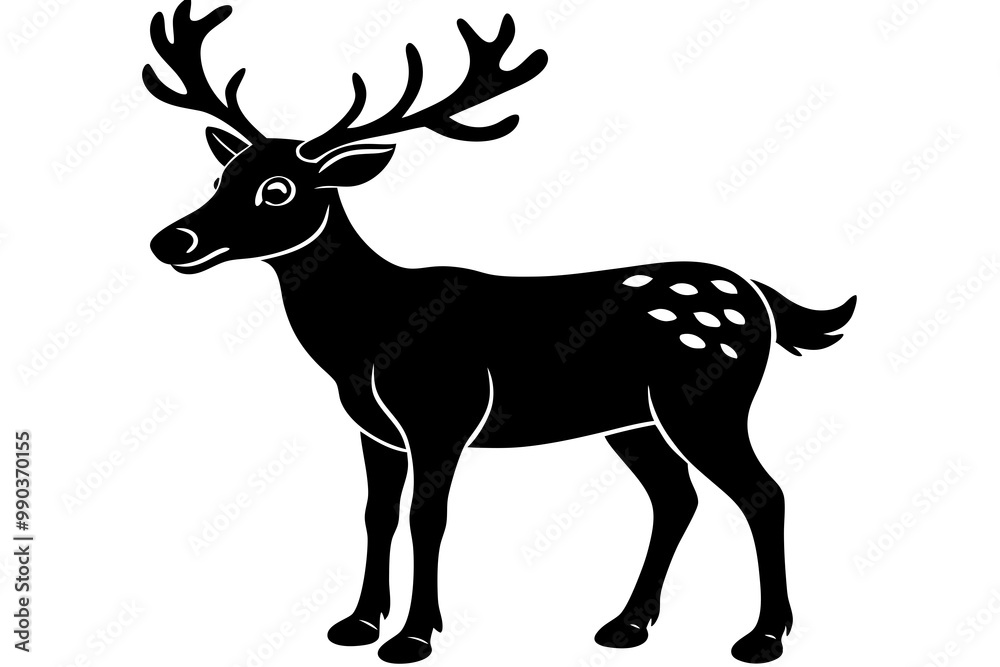 Fototapeta premium Deer silhouette, Christmas reindeer vector, deer icon