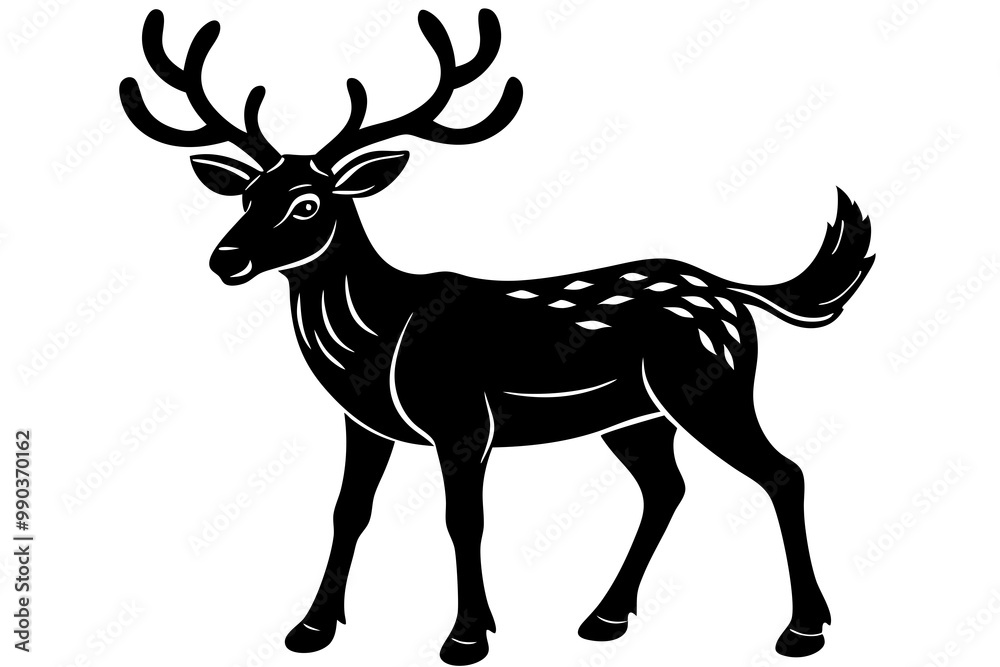 Deer silhouette, Christmas reindeer vector, deer icon Deer silhouette, Christmas reindeer vector, deer icon