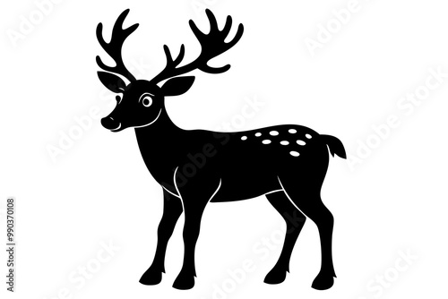 Deer silhouette, Christmas reindeer vector, deer icon