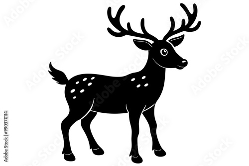 Deer silhouette, Christmas reindeer vector, deer icon