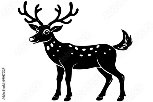 Deer silhouette, Christmas reindeer vector, deer icon