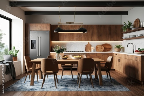 Rustic Dining Room Mock Up  Contemporary Kitchen Environment with Modern Decor