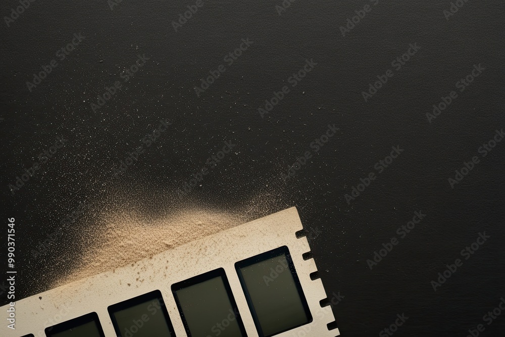 Obraz premium Textured and Aged Film Negative Surface with Grain and Dust Effect Against Charcoal Background