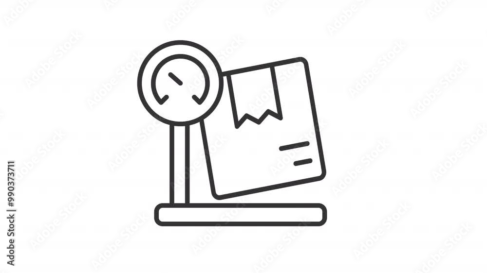 Parcel weighing line animation. Logistics scales animated icon. Jumping box, shaking. Transportation, shipping. Black illustration on white background. HD video with alpha channel. Motion graphic Parcel weighing line animation. Logistics scales animated icon. Jumping box, shaking. Transportation, shipping. Black illustration on white background. HD video with alpha channel. Motion graphic