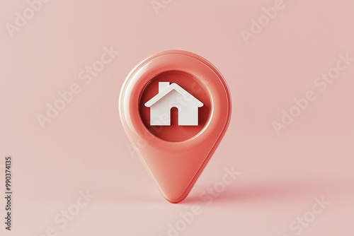 a pink pin with a house on the top