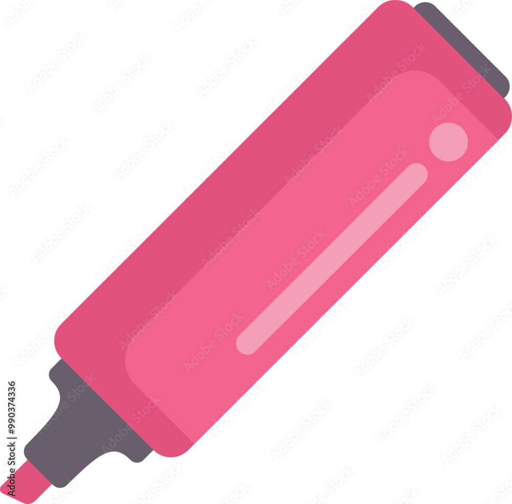 This vector illustration features a pink highlighter pen drawing a line, great for educational or office related designs This vector illustration features a pink highlighter pen drawing a line, great for educational or office related designs