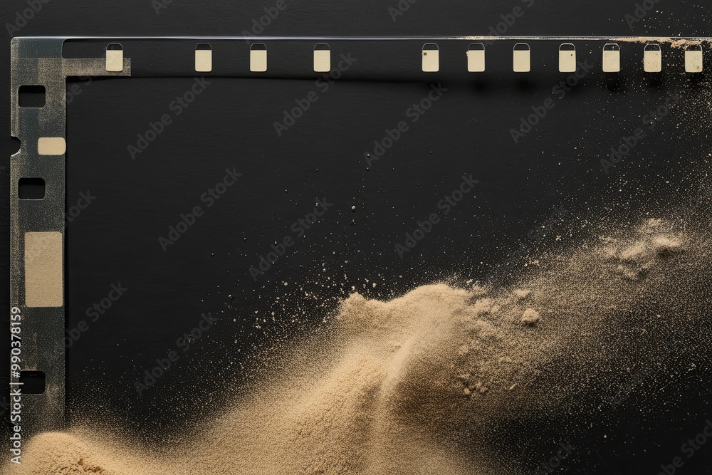 Obraz premium Textured Aged Film Negative Background with Grain and Dust Effect on Charcoal Surface