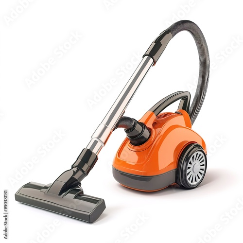 A orange vacuum cleaner isolated on white background 