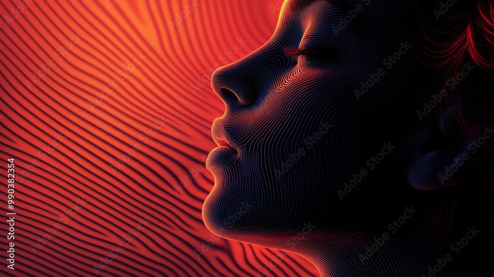 Abstract Portrait of a Woman with Wavy Lines Abstract Portrait of a Woman with Wavy Lines