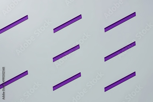 Six Purple Dash Marks or Accent Lines Isolated on Pristine Background