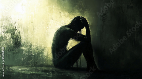 Shadows of Guilt in Solitude - silhouette man model