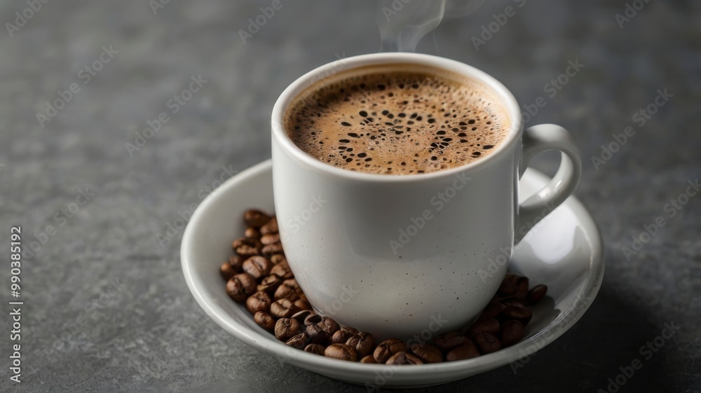 Fototapeta premium Instant Korean coffee drink on grey table