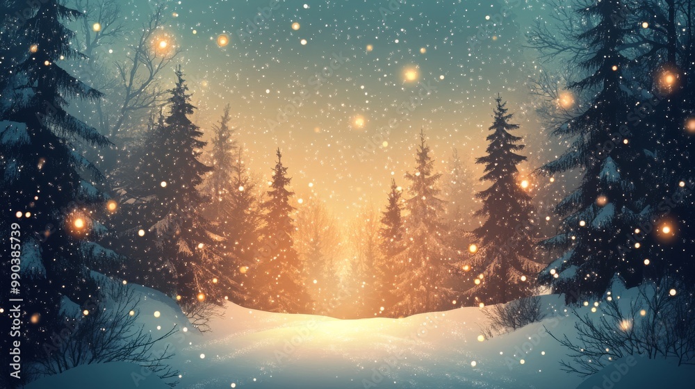 An Elegant Christmas Poster Design Featuring a Snowy Forest Backdrop and Ample Copy Space for Your Festive Message An Elegant Christmas Poster Design Featuring a Snowy Forest Backdrop and Ample Copy Space for Your Festive Message