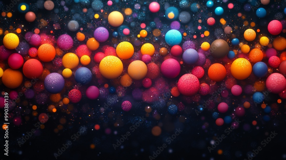 Vibrant Spheres Floating in a Glittering Cosmic Abyss Vibrant Spheres Floating in a Glittering Cosmic Abyss