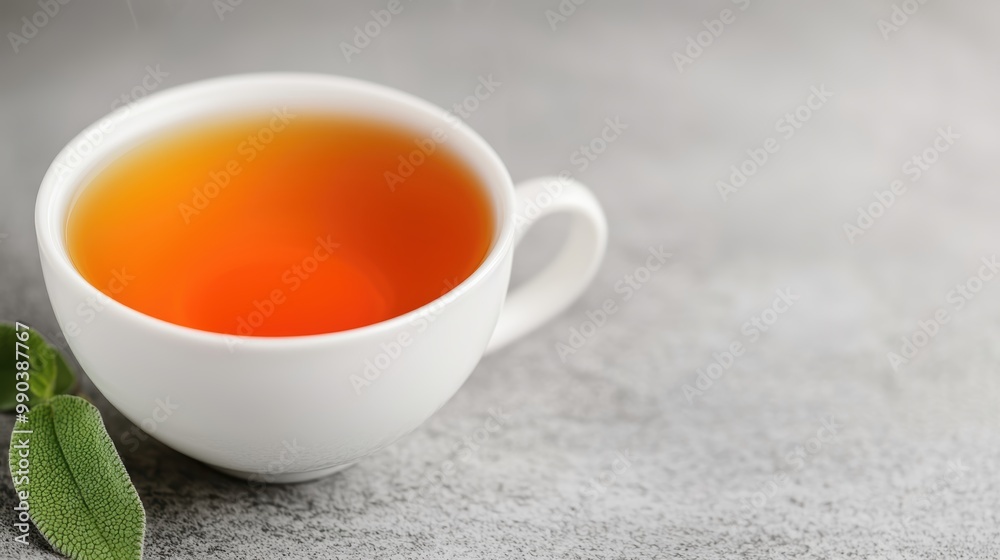 Fresh Cup of Herbal Tea on Gray Background Fresh Cup of Herbal Tea on Gray Background