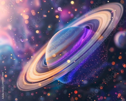 Vibrant Illumination of Saturn s Rings   Cosmic Festival of Lights in the Universe photo