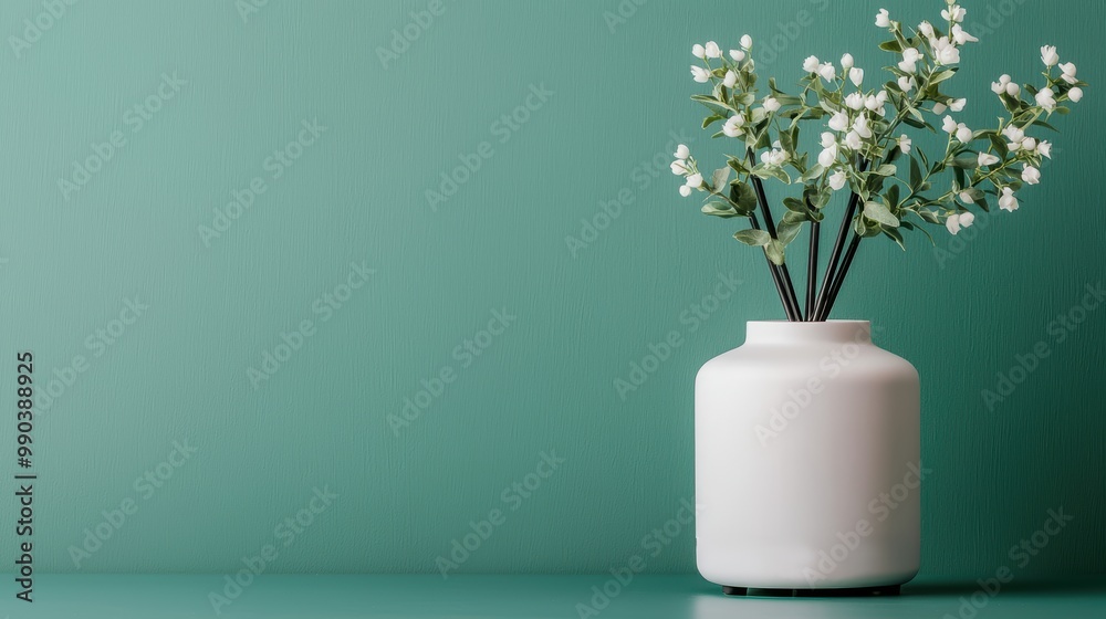 Modern Vase with Greenery on a Solid Background Modern Vase with Greenery on a Solid Background