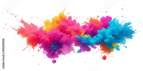 Multicolor powder explosion on White background. Colored cloud. Colorful dust explode. Paint Holi. colorful rainbow Holi paint color powder explosion with bright colors isolated white background. 