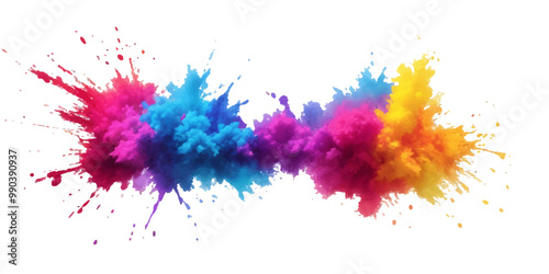 Multicolor powder explosion on White background. Colored cloud. Colorful dust explode. Paint Holi. colorful rainbow Holi paint color powder explosion with bright colors isolated white background. 