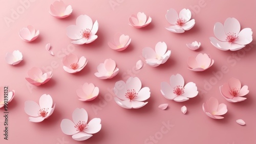 pink sakura flowers on a pink background