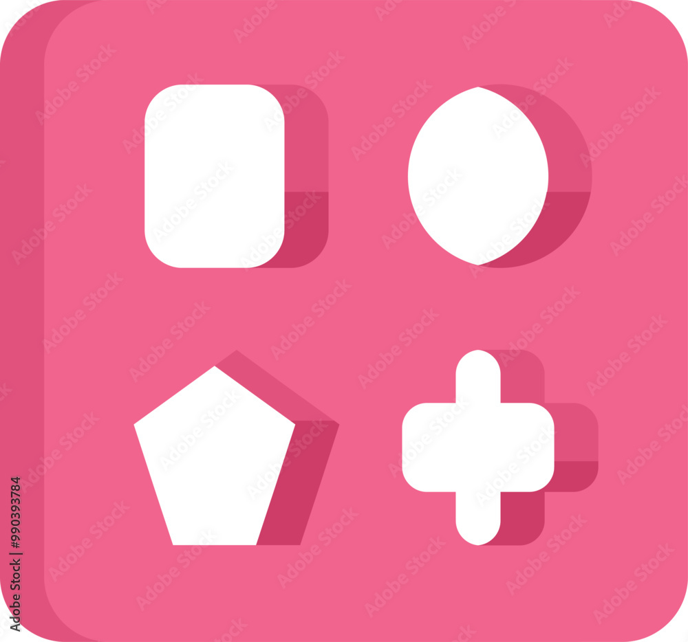 Pink board with basic geometric figures for teaching children, developing fine motor skills and logical thinking Pink board with basic geometric figures for teaching children, developing fine motor skills and logical thinking