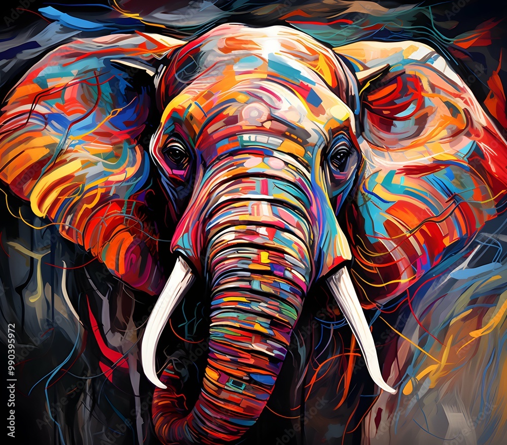 an abstract drawing of a away view for elephant with colorful line with mixed pattern colorful background an abstract drawing of a away view for elephant with colorful line with mixed pattern colorful background