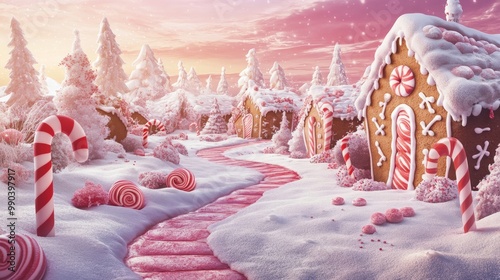 Gingerbread Wonderland Banner with Ample Copy Space for Holiday Messages