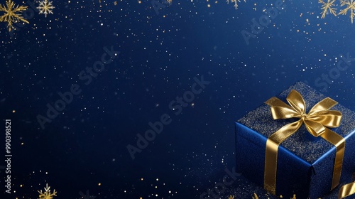 Luxurious Christmas Banner with Royal Blue Velvet Background and Copy Space