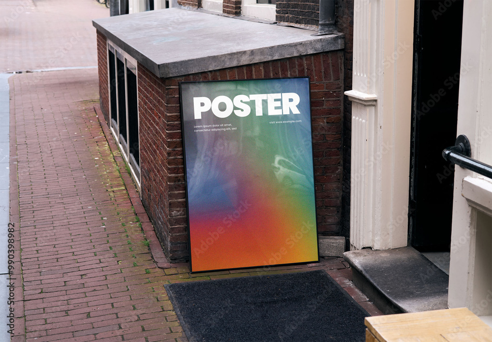 Mockup Of Vertical Customizable Poster On Structure Stock Template ...