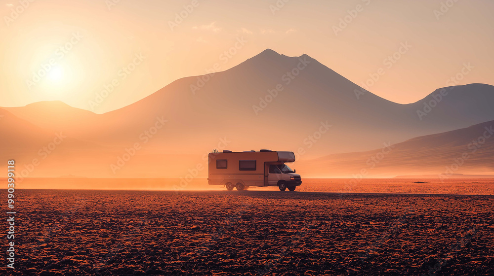 Fototapeta premium Camper Van Adventures, Exploring Gorgeous Nature and Scenic Views Along the Way