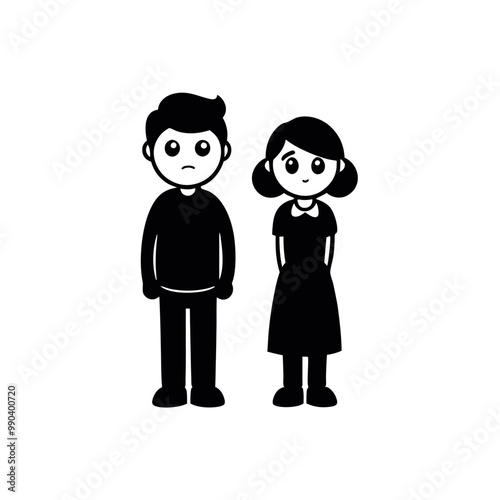 a black silhouette of a man and a woman. The man is on the right side of the image and is facing the woman on the left side 