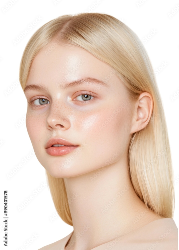 Radiant Beauty Portrait with Sleek Blonde Hair Radiant Beauty Portrait with Sleek Blonde Hair