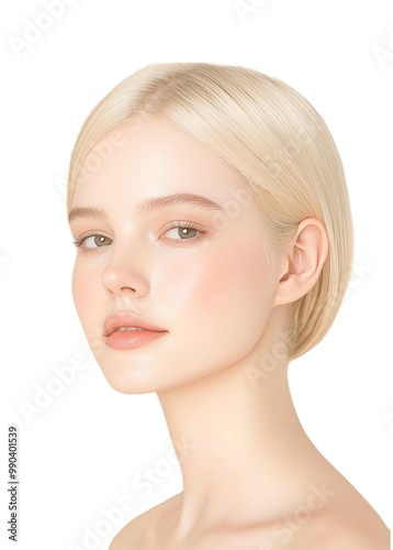 Radiant Beauty Portrait with Sleek Blonde Hair