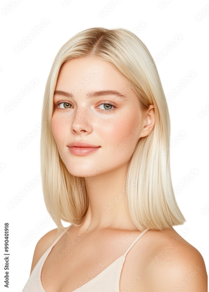 Radiant Beauty Portrait with Sleek Blonde Hair Radiant Beauty Portrait with Sleek Blonde Hair