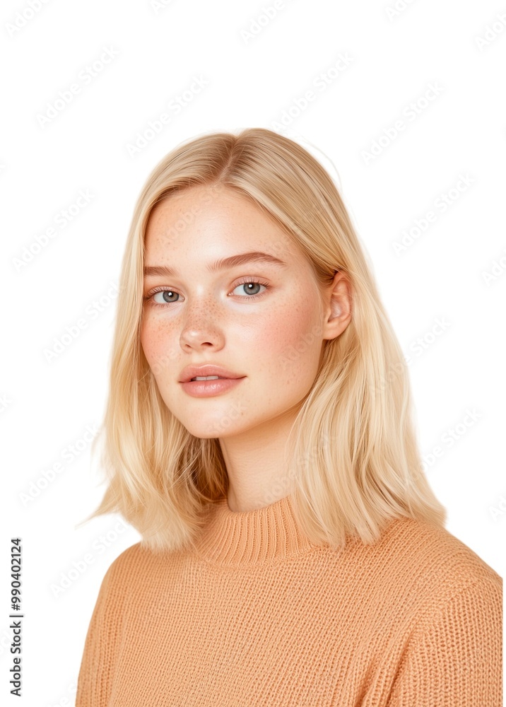 Radiant Beauty Portrait with Sleek Blonde Hair Radiant Beauty Portrait with Sleek Blonde Hair
