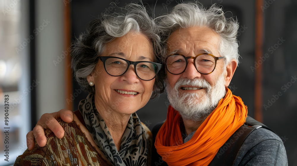 Portrait of happy senior woman and man Portrait of happy senior woman and man