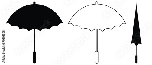 Umbrella icon vector set. rain illustration sign collection. weather symbol or logo. white background.