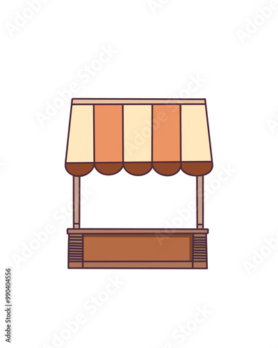 striped awning above a shop window.