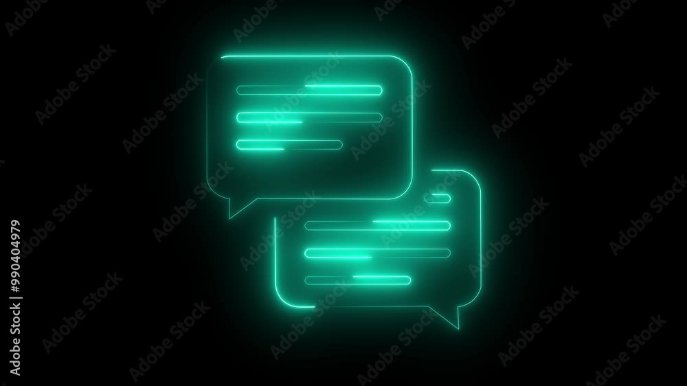 neon glowing Massage icon animation video on a black background.