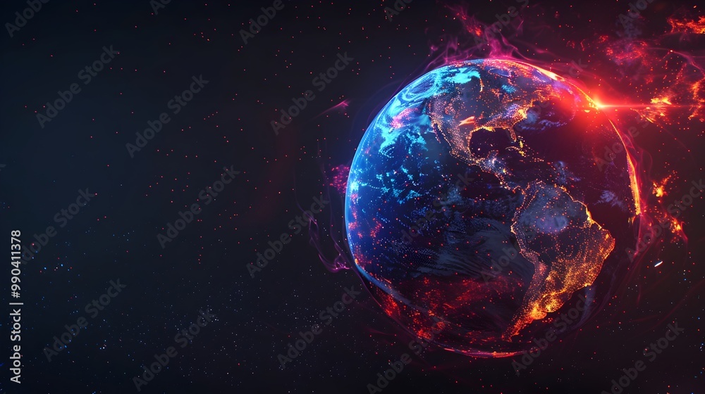 Holographic Projection of Earth with Heat Maps Showing Global Warming Impact Holographic Projection of Earth with Heat Maps Showing Global Warming Impact